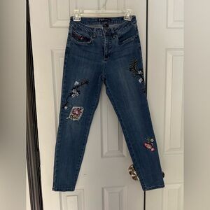 Floral Embroidered Straight Leg Jeans